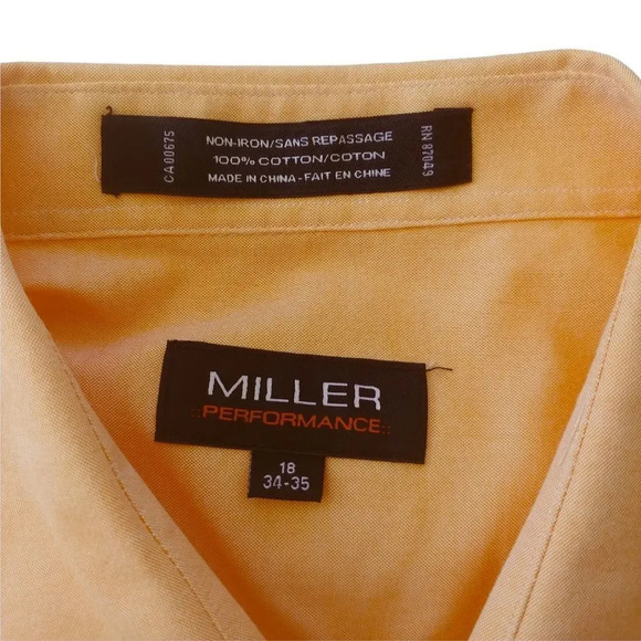Miller Performance Button Down Dress Shirt, Peach-Orange, Business, Office, Work - Picture 7 of 7